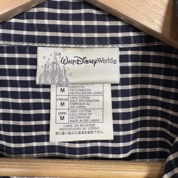 Walt Disney World Blue and White Gingham Embroidered Button Down Size: M - Picture 7 of 7